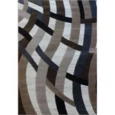 Covor modern Geo Hand Carved 7168, polipropilena heat set, model abstract bej/maro, 80 x 150 cm