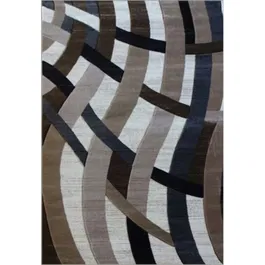 Covor modern Geo Hand Carved 7168, polipropilena heat set, model abstract bej/maro, 80 x 150 cm