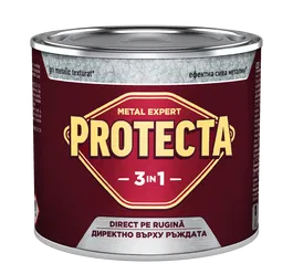 Vopsea alchidica/email Protecta 3 in 1, gri metalic texturat, interior/exterior, 0,5 L