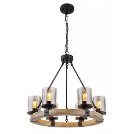 Lustra Globo Lila, lemn/metal, 6 x E27, 60 W, maro/negru, diametru 590, inaltime 980 mm