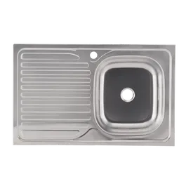 Chiuveta bucatarie Sanitec C 404, inox, 1 cuva dreapta, 800 x 500 mm