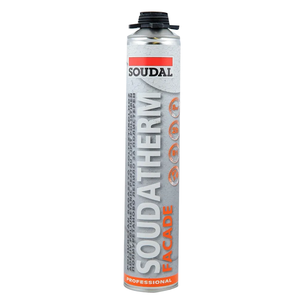 Adeziv poliuretanic polistiren expandat Soudal Soudatherm Facade, aplicare cu pistol, interior/exterior, 750 ml