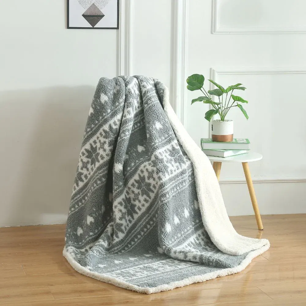 Patura Sherpa Rustic, poliester, alb, 150 x 200 cm