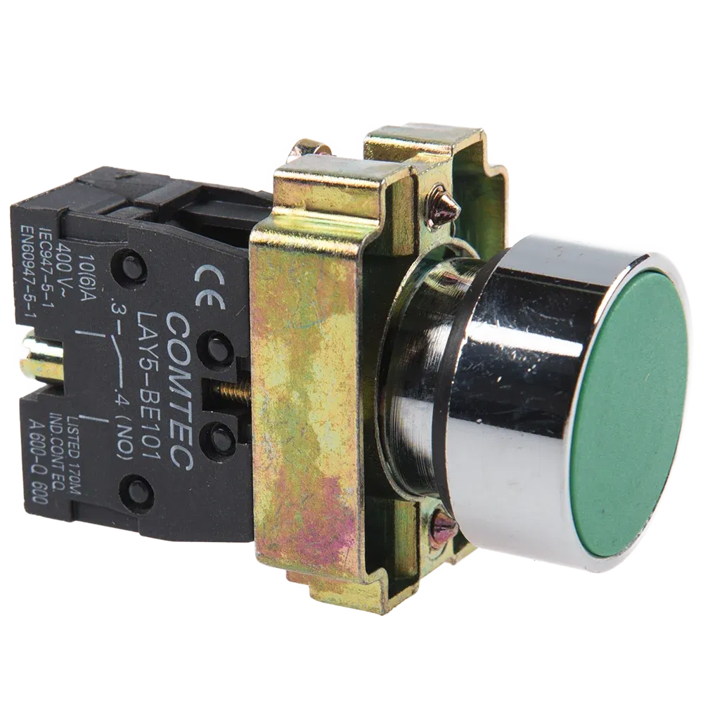 Buton cu revenire+etrier si modul 1ND Comtec, 10A, verde