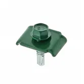 Clema metalica fixare panou gard cu surub autoforant, cap hexagonal, verde, RAL 6005, 30 x 20 x 6.3 mm, set 10 buc