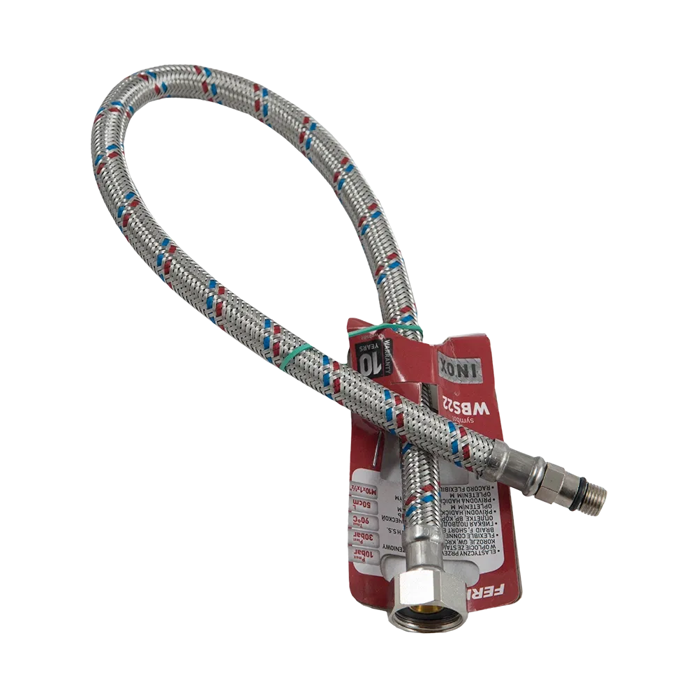 Racord flexibil cap scurt Ferro WBS22, inox, 1/2 inch, M10 x 1 inch, 50 cm