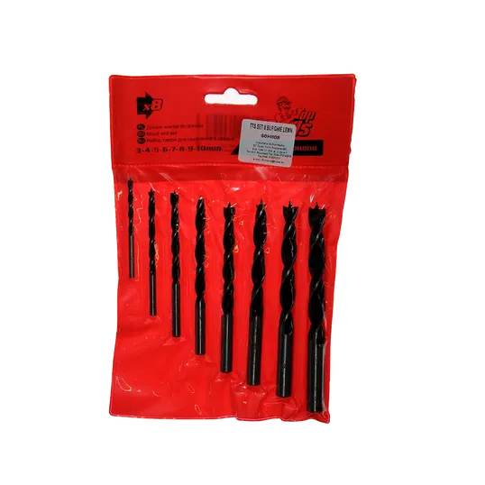 Set 8 burghie Top Tools 60H808, mandrina standard, pentru lemn, 3-10 mm