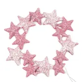 Decoratiune pentru Craciun, coroana de stele, plastic, roz, 16 x 1 x 16 cm