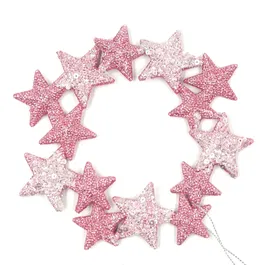 Decoratiune pentru Craciun, coroana de stele, plastic, roz, 16 x 1 x 16 cm