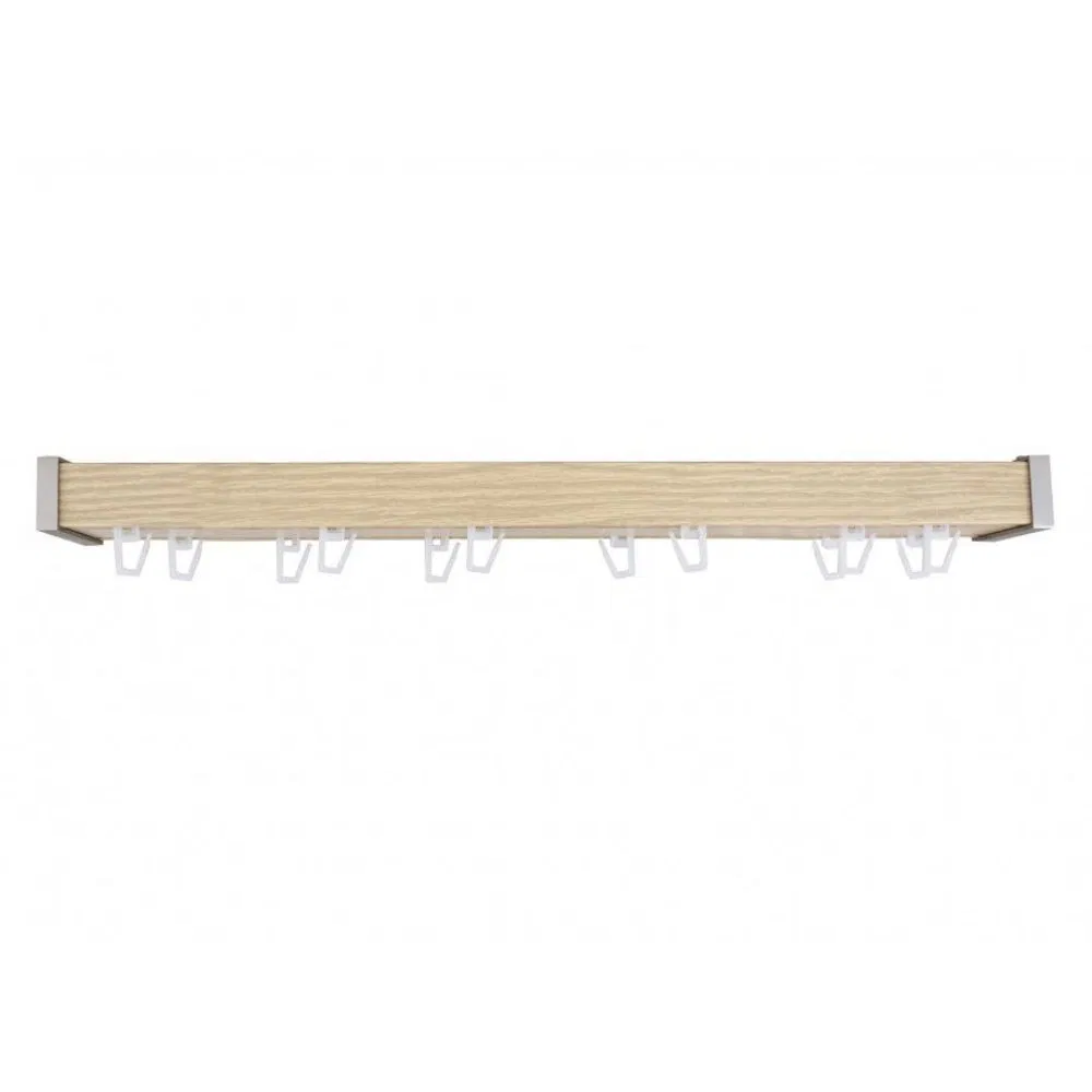 Sina aluminiu, stejar, lungime 200 cm, accesorii incluse