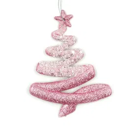 Decoratiune de Craciun bradut cu decor glitter, plastic, 6 x 1 x 12 cm