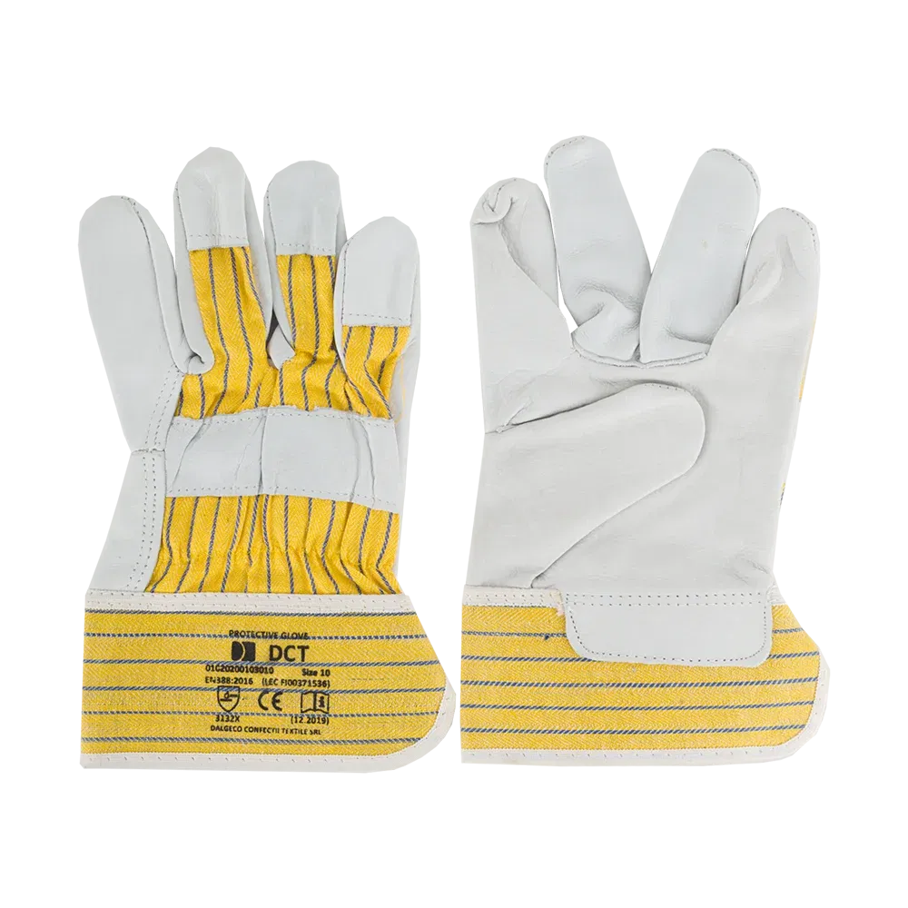 Manusi de protectie Maui, piele bovina + bumbac, marimea 10, gri-galben