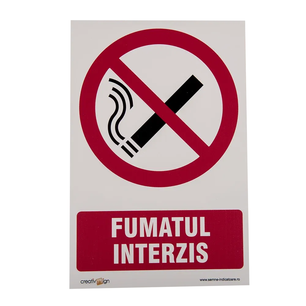 Semn Fumatul interzis, PVC, 15 x 20 cm