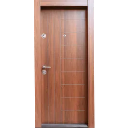 Usa metalica de intrare in apartament Arta Door 309, MDF laminat, deschidere dreapta, culoare nuc, 880 x 2010 mm