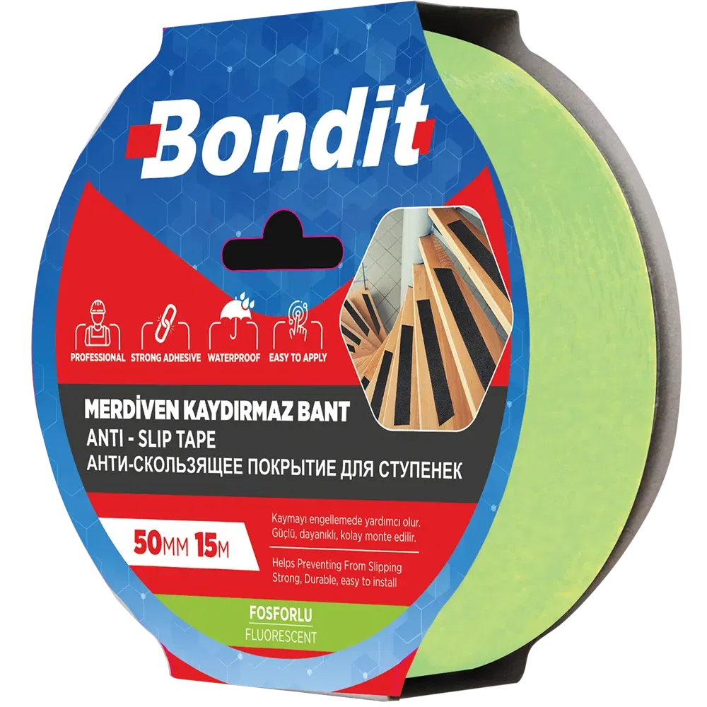 Banda adeziva antialunecare Bondit, reflectorizanta, pentru trepte, 50 mm x 15 m