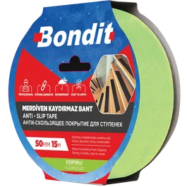 Banda adeziva antialunecare Bondit, reflectorizanta, pentru trepte, 50 mm x 15 m