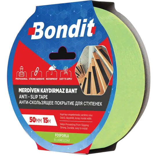 Banda adeziva antialunecare Bondit, reflectorizanta, pentru trepte, 50 mm x 15 m