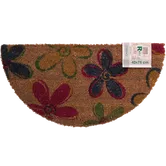 Stergator intrare Bahia, model cu flori colorate, 100% fibra de nuca de cocos, semiluna, 40 x 75 cm