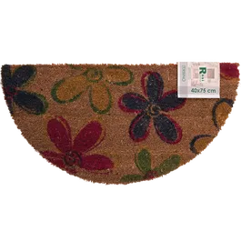 Stergator intrare Bahia, model cu flori colorate, 100% fibra de nuca de cocos, semiluna, 40 x 75 cm