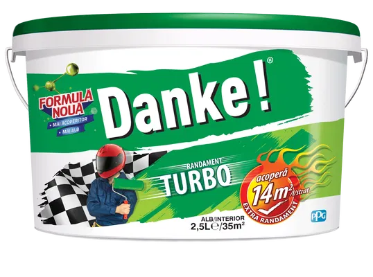 Vopsea lavabila interior Danke Turbo alb, 2.5 l