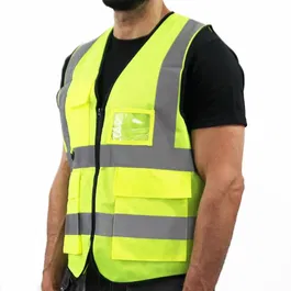 Vesta reflectorizanta, cu buzunare, poliester, galben-neon, marimea 3 XL