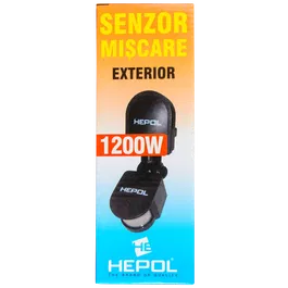 Senzor de miscare Hepol, exterior, IP44, 120 grade, negru