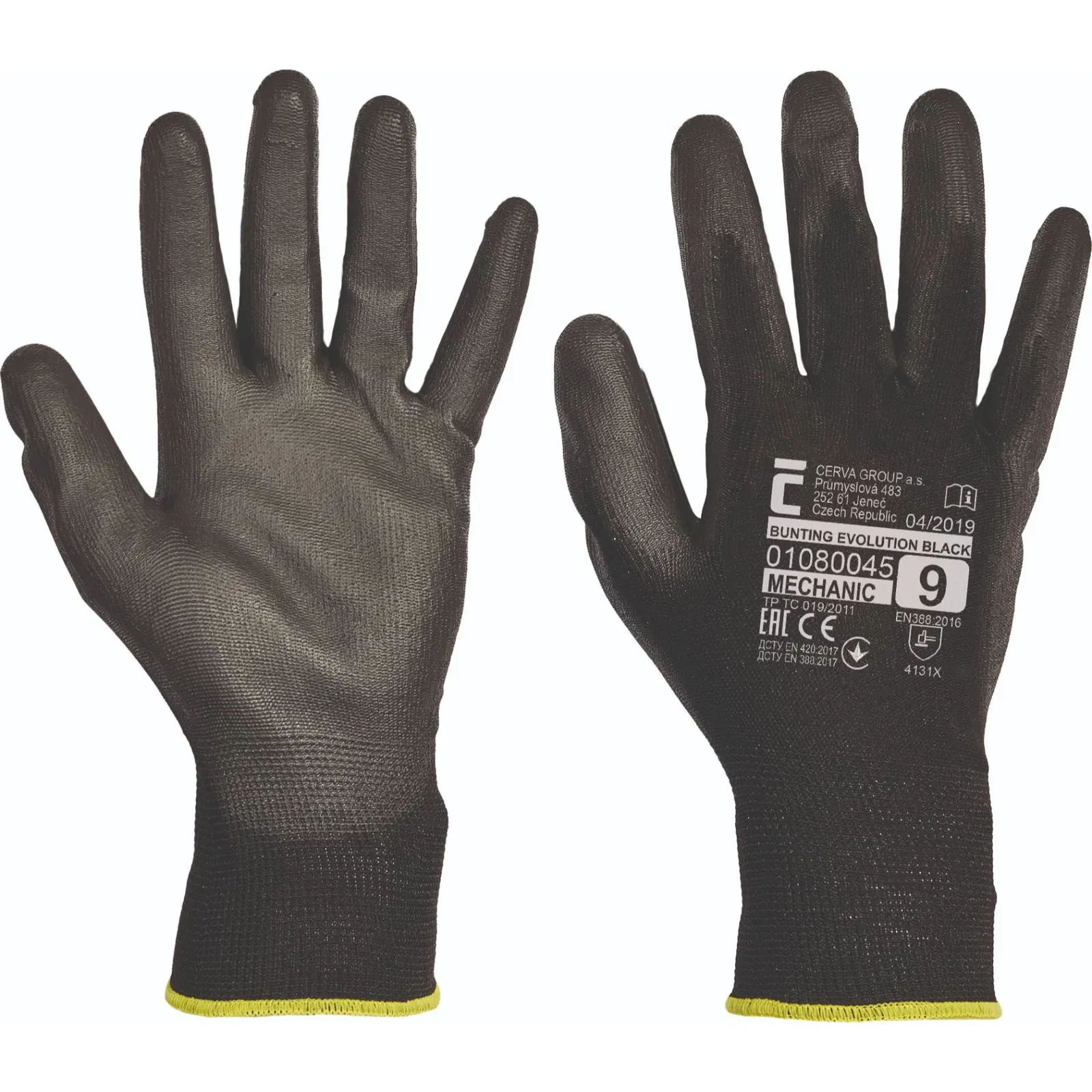 Manusi protectie BUNTING EVOLUTION, textil cu aplicatii din cauciuc, marimea 9, negru