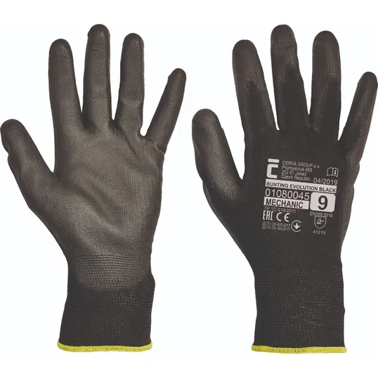Manusi protectie BUNTING EVOLUTION, textil cu aplicatii din cauciuc, marimea 9, negru