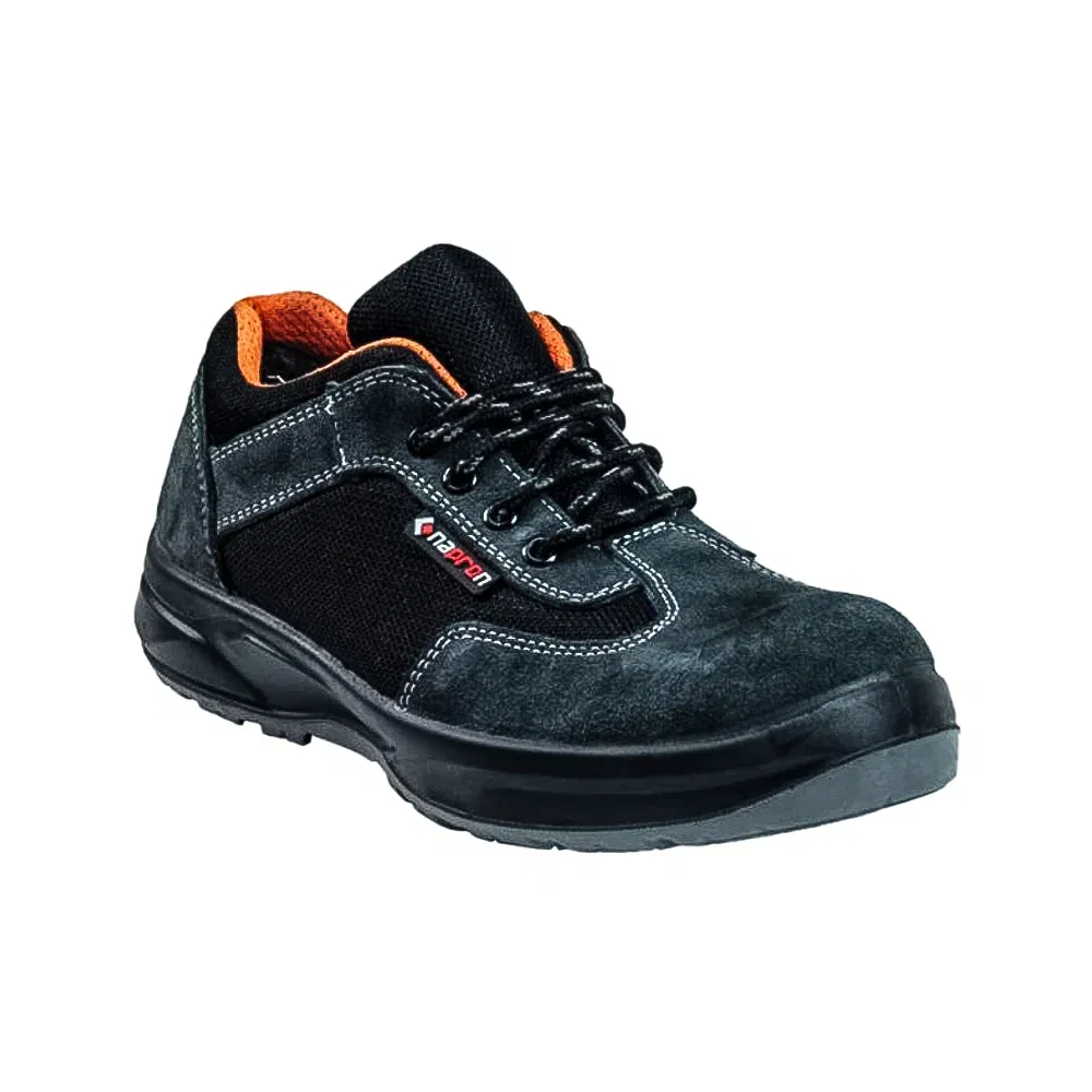 Pantofi de protectie cu bombeu metalic Napron, piele intoarsa si poliester, talpa antiderapanta, antistatica, toate sezoanele, gri, marimea 40