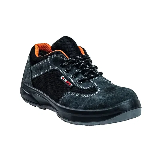 Pantofi de protectie cu bombeu metalic Napron, piele intoarsa si poliester, talpa antiderapanta, antistatica, toate sezoanele, gri, marimea 40