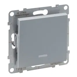 Intrerupator simplu Legrand, New Suno, L721311, IP44, montaj incastrat, aluminiu, 72.9 x 72.9 x 40 mm