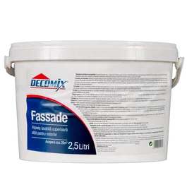 Vopsea lavabila exterior Fassade Decomix, alba, 2.5 l