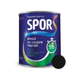 Email mat pentru metal Policolor Spor, negru, interior/exterior, 0.75 l