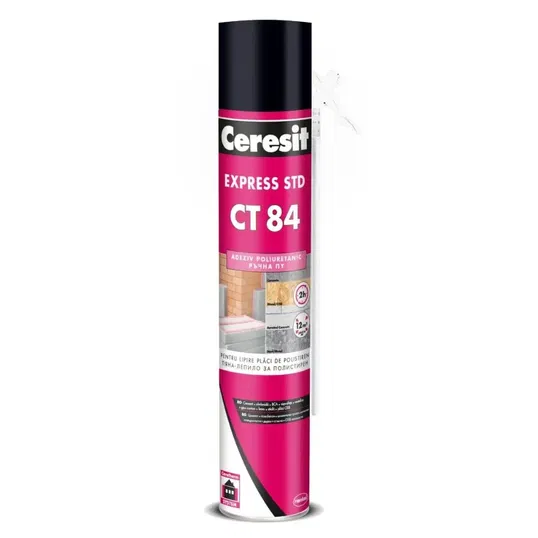 Adeziv poliuretanic polistiren expandat/extrudat Ceresit CT 84 Express, aplicator integrat, exterior, 750 ml