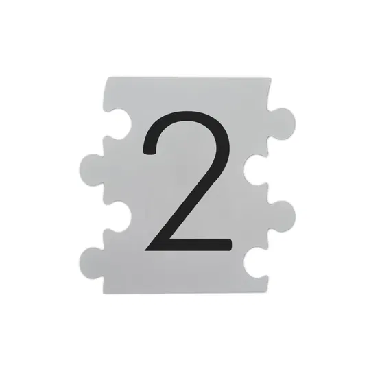 Placa numar modular 2, aluminiu compozit, alb, 14.5 x 14 cm