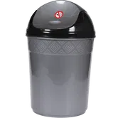 Cos de gunoi batant, Inaplast, plastic, gri/negru, 6 l
