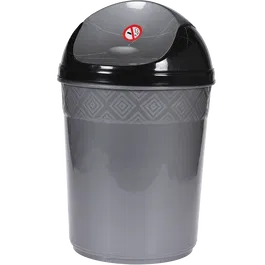 Cos de gunoi batant, Inaplast, plastic, gri/negru, 6 l