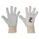 Manusi protectie Pelican Plus, piele capra, marimea 10, alb-gri