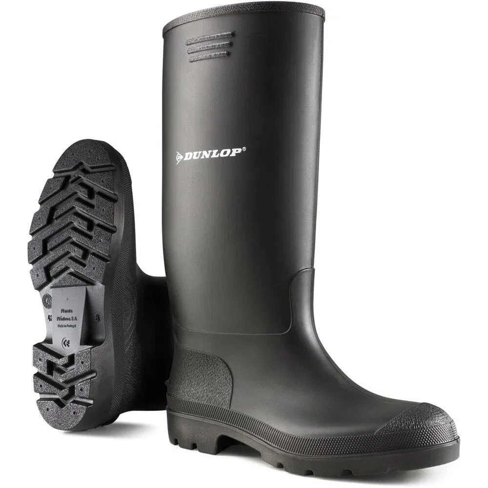 Cizme protectie Dunlop Pricemastor, PVC, talpa antiderapanta, rezistenta la acizi, negru, marimea 38