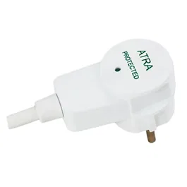 Stecher cu protectie suprasarcina si protectie la supratensiune, Atra, alb, IP20, iesire laterala, 220V
