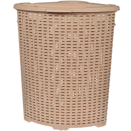 Cos colt pentru rufe Inaplast Mara rattan, plastic, bej, 50 l, 49 x 41 x 59 cm