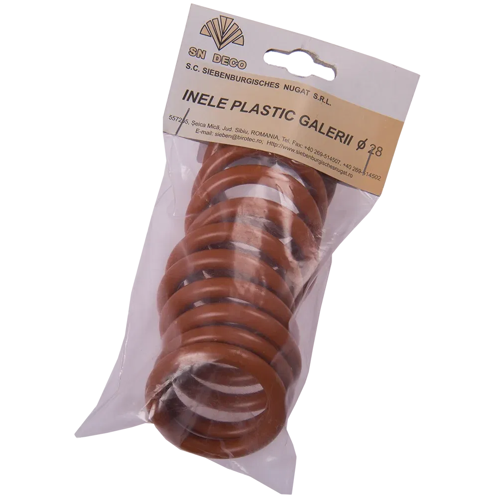 Inele galerie din PVC, cires, pentru diametru de 28 mm, 10 buc