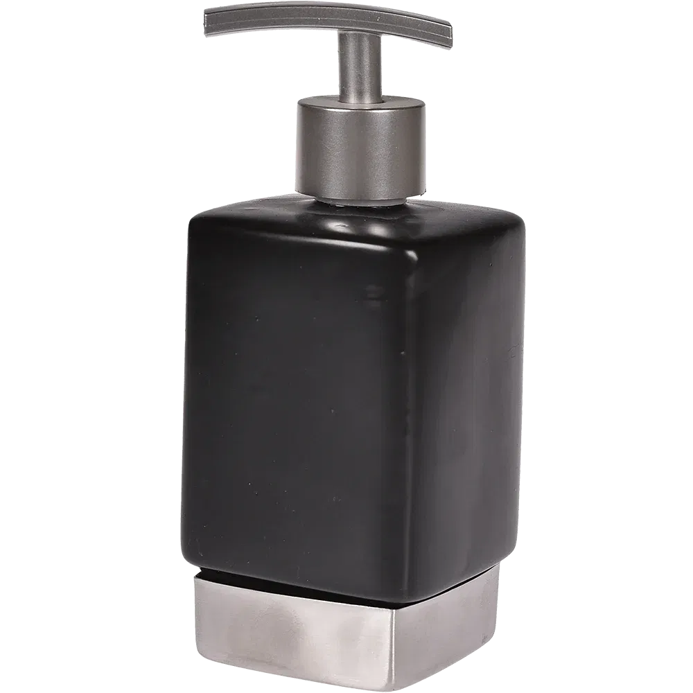 Dozator sapun lichid MSV Nhale, ceramica, negru-gri, 6.5 x 6.5 x 17 cm