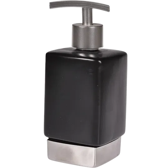 Dozator sapun lichid MSV Nhale, ceramica, negru-gri, 6.5 x 6.5 x 17 cm