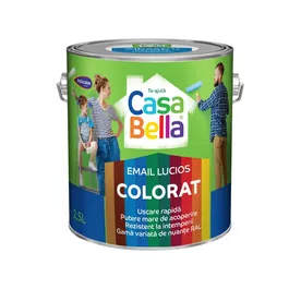 Vopsea alchidica/email Casabella Policolor, pentru lemn/metal, interior/exterior, rosu carmin Ral 3002, 2.5 l