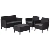 Set mobilier de gradina, 4 piese, Keter Salemo, plastic, 2 fotolii 74 x 67 x 76cm, canapea 133 x 67 x 76 cm, masa 76 x 56 x 42cm, gri antracit