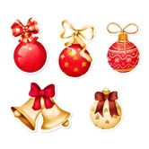 Set de figurine autocolante de Craciun cu globuri, plastic, 7x9cm/ 12x13cm