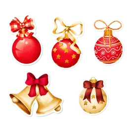 Set de figurine autocolante de Craciun cu globuri, plastic, 7x9cm/ 12x13cm