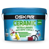 Vopsea ultralavabila interior Oskar ceramic lucios, alb, 8.5 l