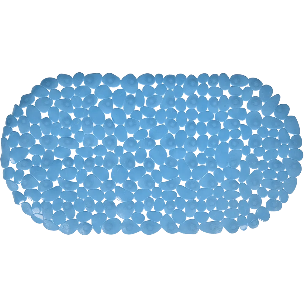 Covoras de baie antiderapant MSV Stone, PVC, bleu, 68x35 cm